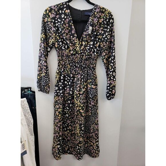 Rachel Roy $148 Mixed-Print Surplice Midi Dress 0 - Picture 4 of 6